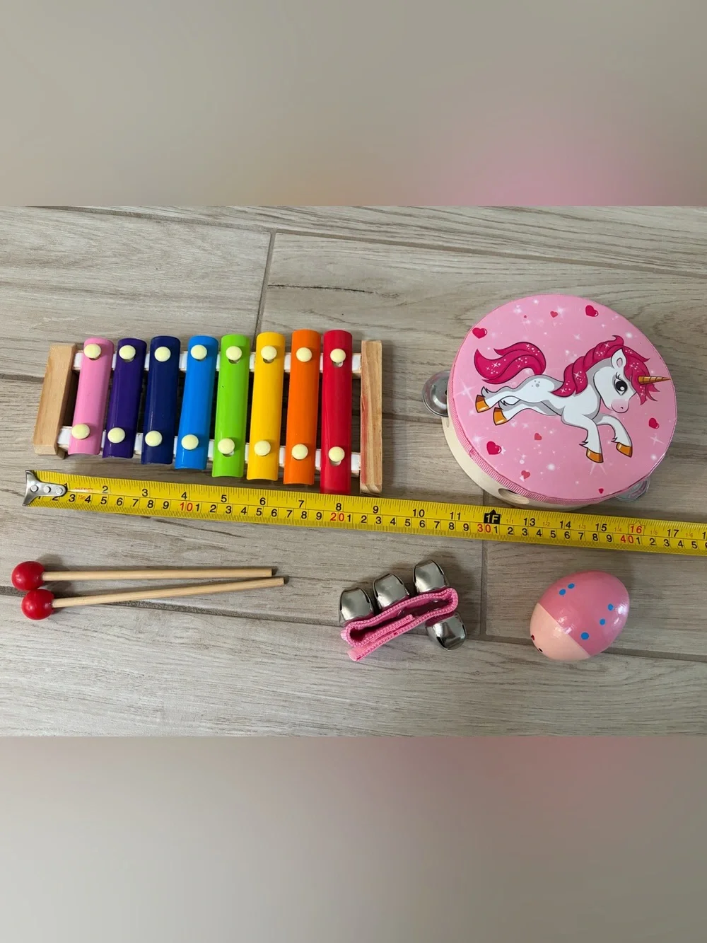 Rainbow Xylophone and Pink Unicorn Percussion Set for Kids
